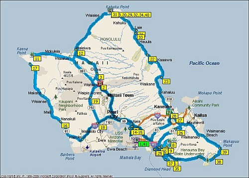 Our Travel Routes Around O'ahu