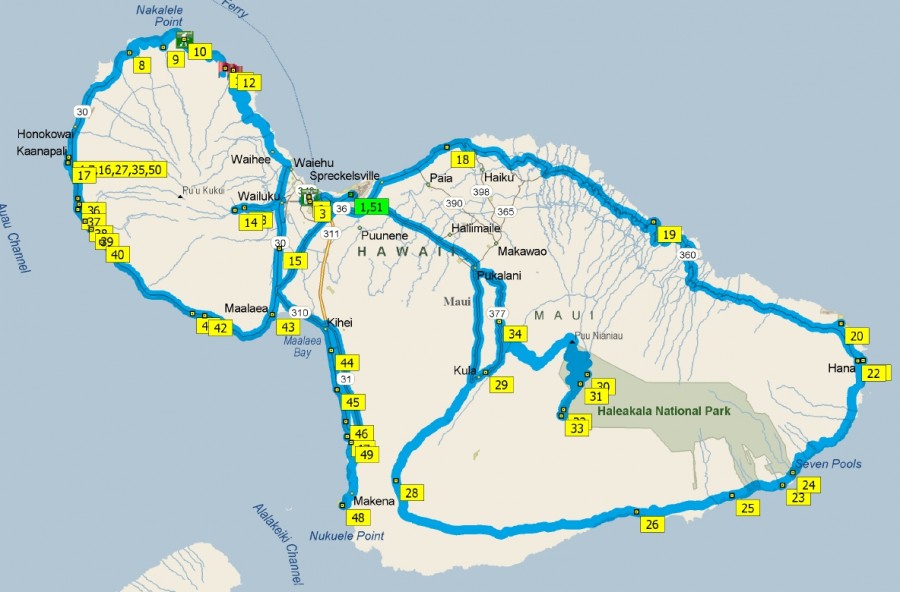 An Overview of our proposed travels on Maui.  May 11-16, 2013