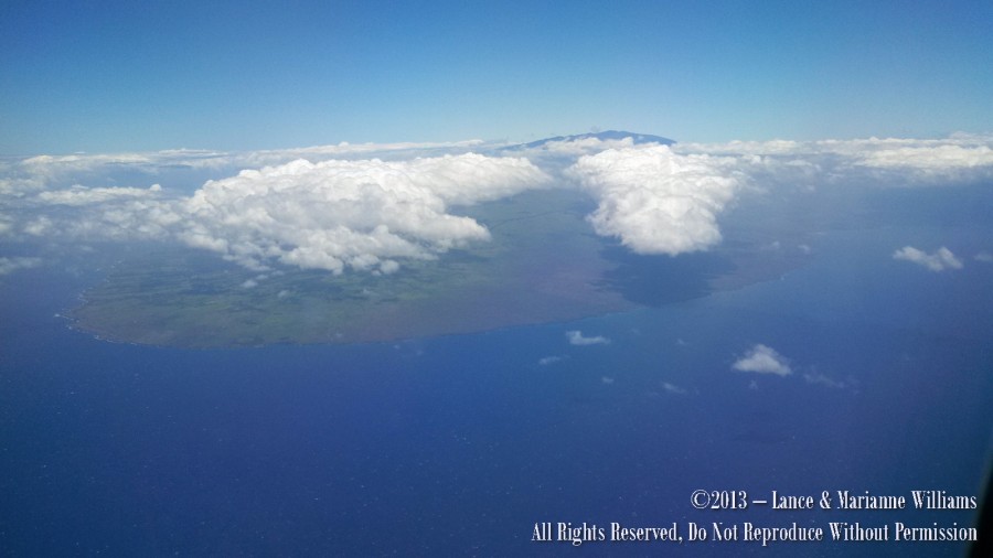 The view of North Kohala of the Big Island on our approach to Kona Airport